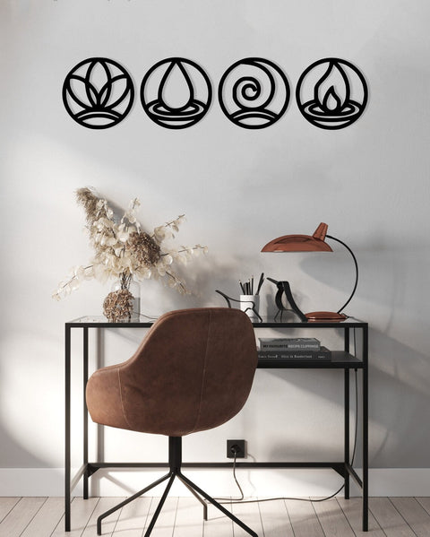 Geometric Four Elements Wood Wall Art