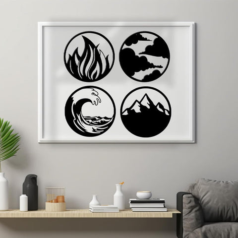 Home Decor Four Elements Wood Wall Art