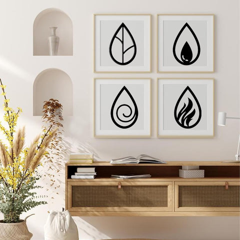 Four Elements Wooden Wall Art