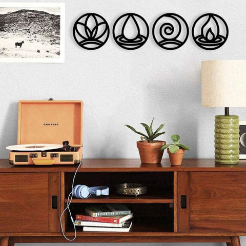 Geometric Four Elements Wood Wall Art