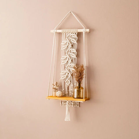 Macrame Hanging Shelf For Wall Decor