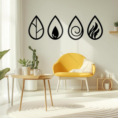 Four Elements Wooden Wall Art
