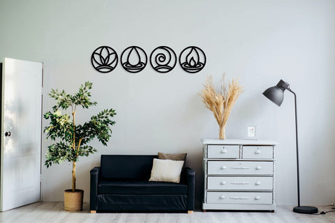 Geometric Four Elements Wood Wall Art