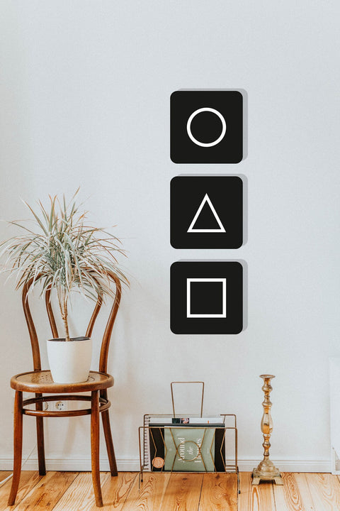 Circle Triangle Square Wood Wall Art Set