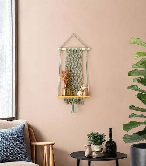 Macrame Hanging Shelf For Modern Decor