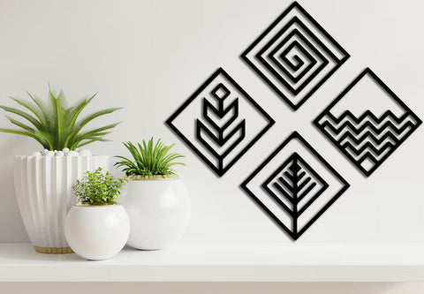 Home Decor Fractal Four Elements Wood Wall Art