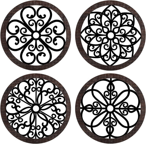 Geometric Round Wood Wall Art Set