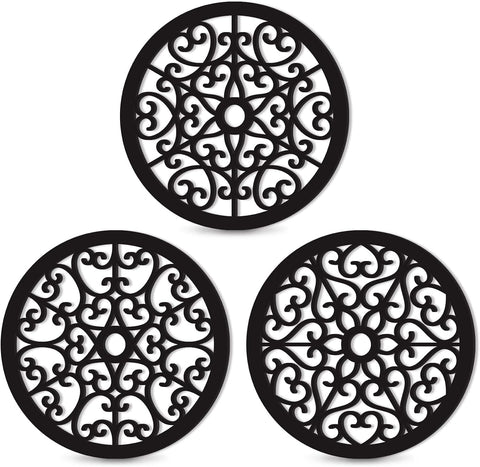 Geometric Round Wood Wall Art Set of 3