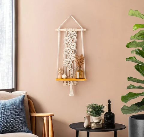 Macrame Hanging Shelf For Wall Decor