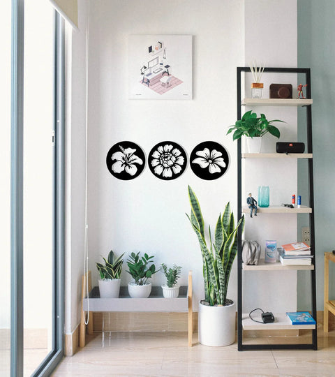 Wooden Flower Wall Art Set For Home Decor