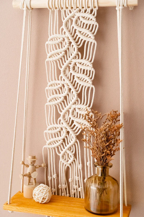 Macrame Hanging Shelf For Wall Decor