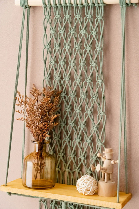Macrame Hanging Shelf For Modern Decor
