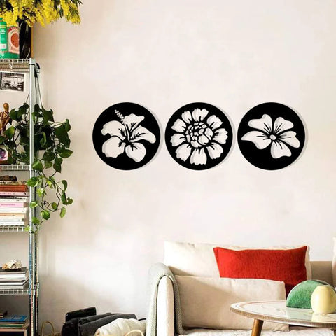 Wooden Flower Wall Art Set For Home Decor