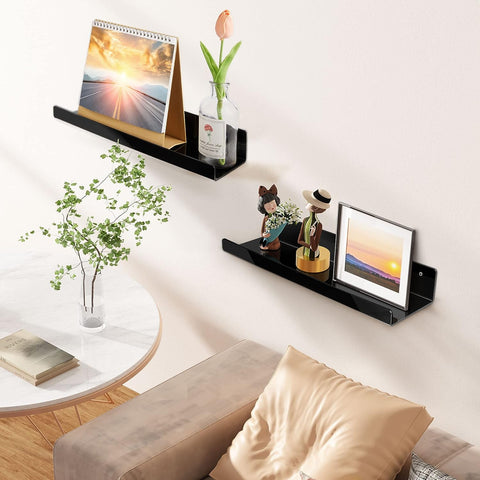 Black Acrylic Shelves For Wall Decor Storage