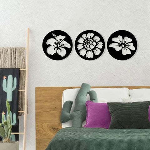 Wooden Flower Wall Art Set For Home Decor