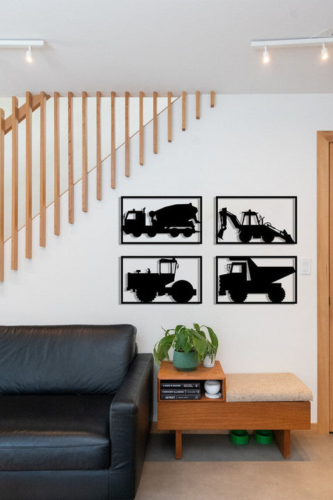 Home Decor Construction Vehicles Wood Wall Art