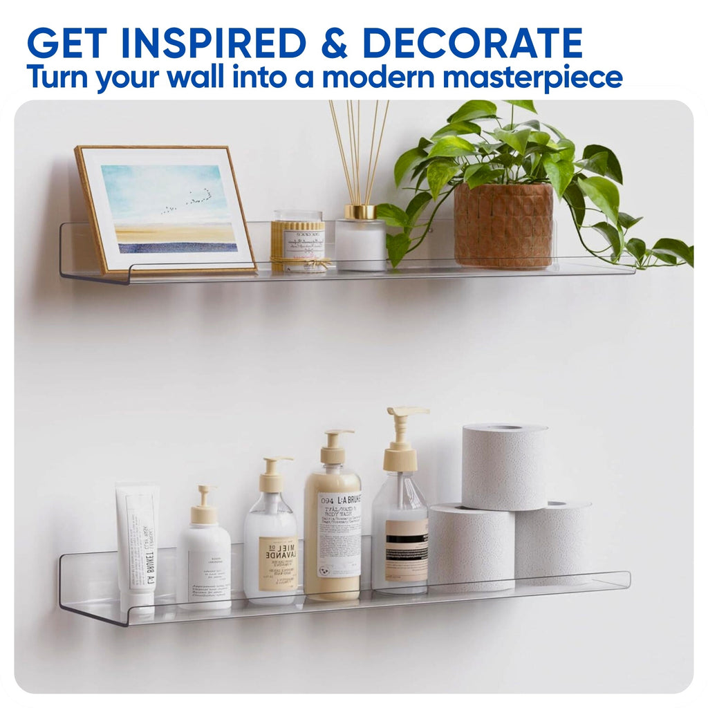 Clear acrylic floating shelf lifestyle