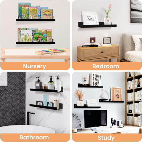 Black Acrylic Shelves For Wall Decor Storage