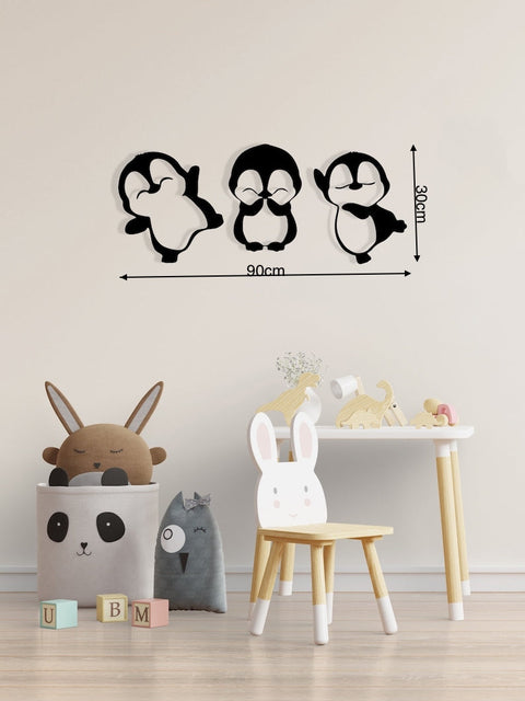 Home Decor Baby Penguins Wood Wall Art