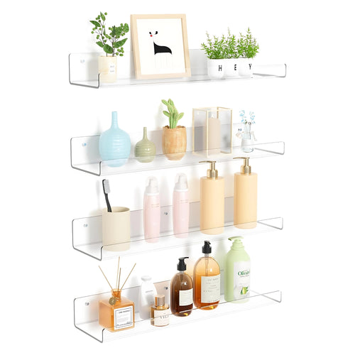 Clear acrylic floating shelves — set of four