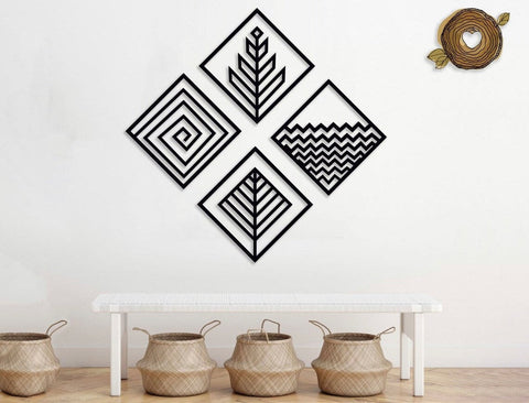 Home Decor Fractal Four Elements Wood Wall Art